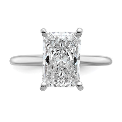 14K White Gold 3 carat Lab Grown Diamond VS+ F+ Radiant Solitaire Complete Engagement Ring