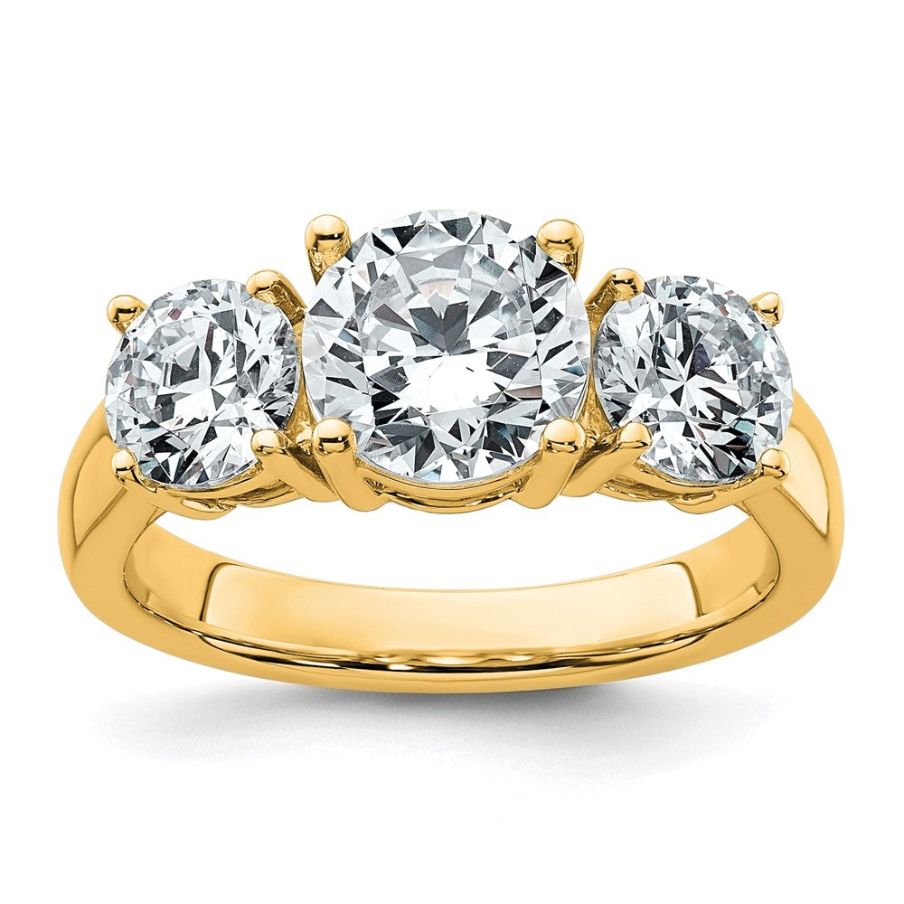 14K Yellow Gold 3 carat Lab Grown Diamond VS/SI+ G+ Three Stone Complete Engagement Ring