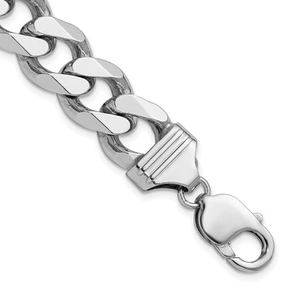 Sterling Silver Rhodium-plated 13mm Curb Chain