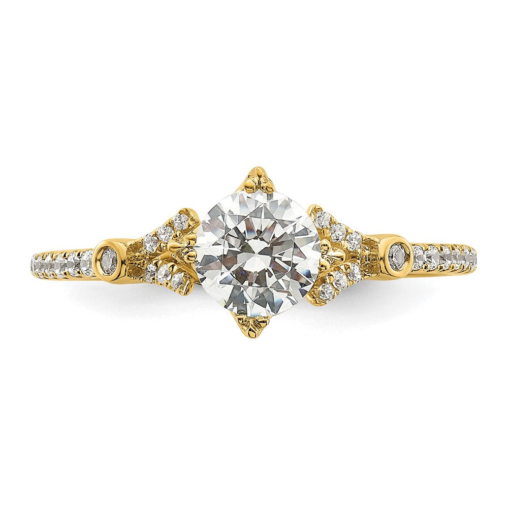 14K Yellow Gold (Holds 3/4 carat (5.8mm) Round Center) 1/8 carat Diamond Semi-Mount Engagement Ring