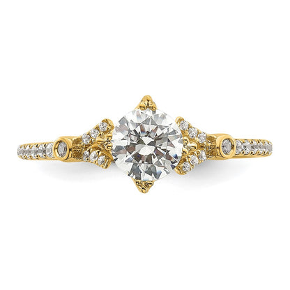 14K Yellow Gold (Holds 3/4 carat (5.8mm) Round Center) 1/8 carat Diamond Semi-Mount Engagement Ring