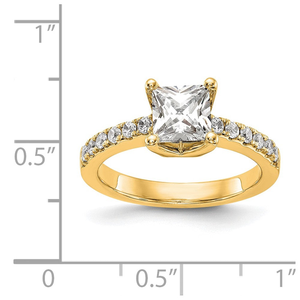 True Origin 14K Yellow Gold 1/5 carat Lab Grown Diamond VS+ F+ Semi-Mount Princess Engagement Ring