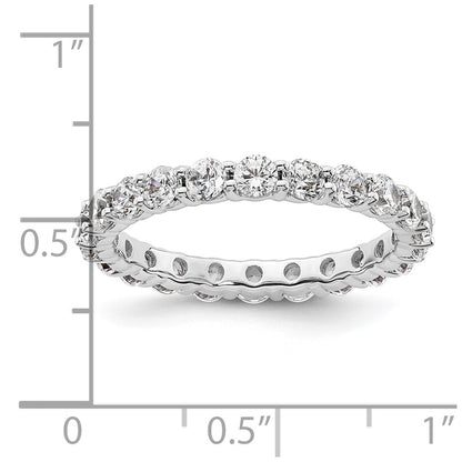 14K White Gold Polished Size 8.5 Shared Prong 2 carat Diamond Complete Eternity Wedding Band Ring