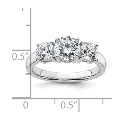 14K White Gold 2 carat Certified Lab Grown Diamond VS+ F+ Three Stone Complete Engagement Ring