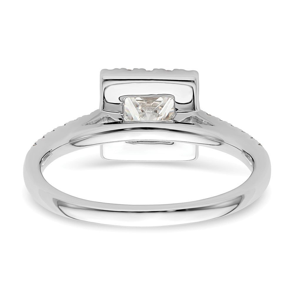 14K White Gold Halo Plus (Holds 3/4 carat (5.00mm) Princess Center) 3/8 carat Diamond Semi-Mount Engagement Ring