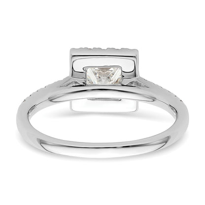 14K White Gold Halo Plus (Holds 3/4 carat (5.00mm) Princess Center) 3/8 carat Diamond Semi-Mount Engagement Ring