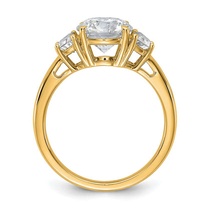 14K Yellow Gold 2 1/2 carat Certified Lab Grown Diamond VS/SI+ G+ Round Complete Three Stone Engagement Ring