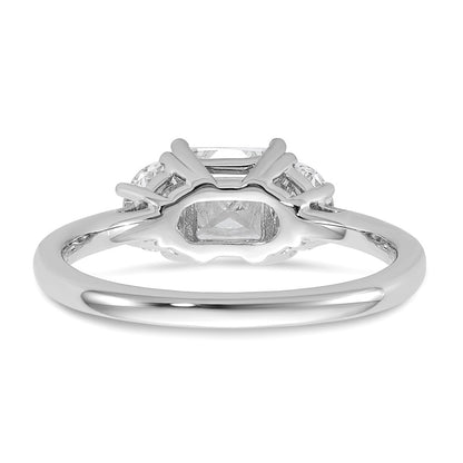 14K White Gold 1 3/8 carat Certified Lab Grown Diamond VS+ F+ Princess and Half Moon Complete Three Stone Engagement Ring