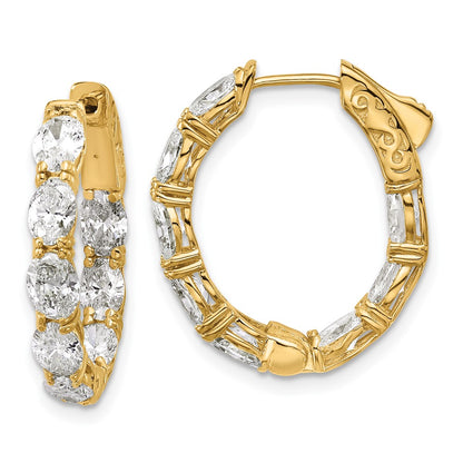 14K Yellow Gold 4 carat Lab Grown Diamond VS+ F+ Oval and Round Complete In and Out Hoop Earrings