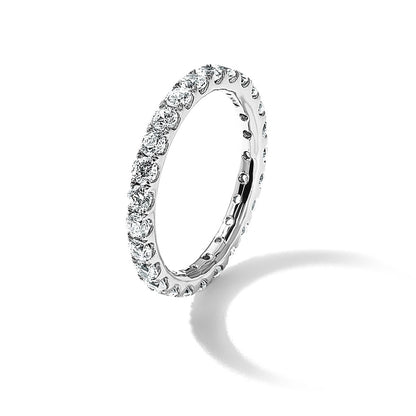 18k White Gold *Size 5.25*1 1/2CT U Shared Prong Diamond Eternity Wedding Band Ring - Diamonds: A