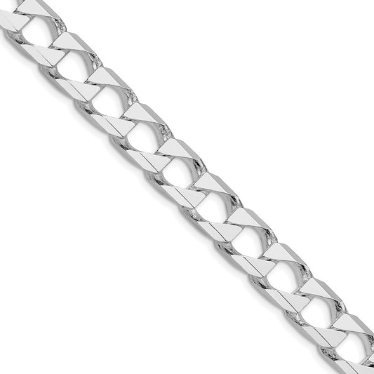 Sterling Silver Rhodium-plated 10.3mm D/C Square Curb 26 Inch Chain