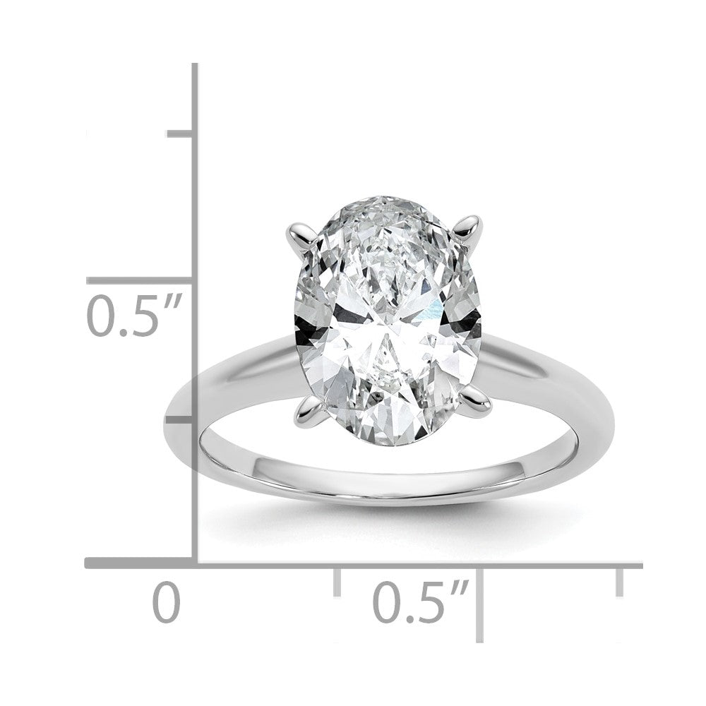 14K White Gold 3 carat Lab Grown Diamond VS+ F+ Oval Complete Solitaire Engagement Ring