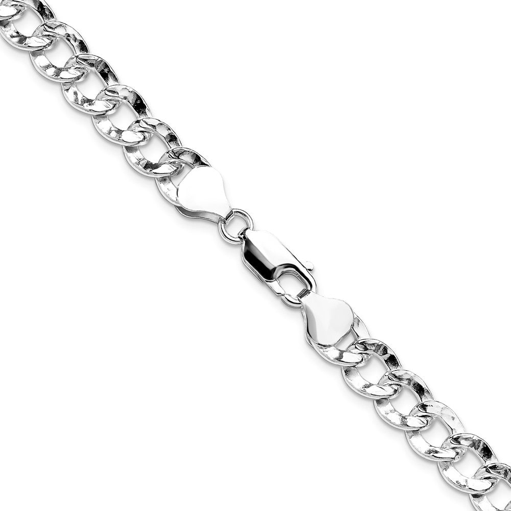 Sterling Silver 7.6mm Hammered Curb 20 Inch Chain