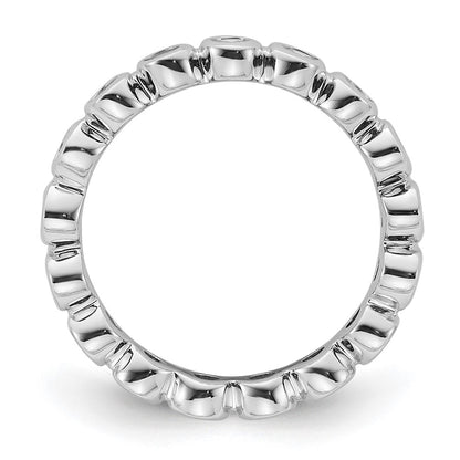 14K White Gold Polished Size 4.5 Bezel-set 1/2 carat Diamond Complete Eternity Wedding Band Ring