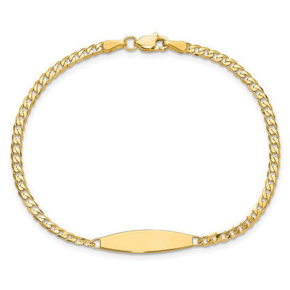 14K Yellow Gold Polished Solid Chain/Solid Plate Curb Link 36x5.1mm Plate 7 Inch ID Bracelet
