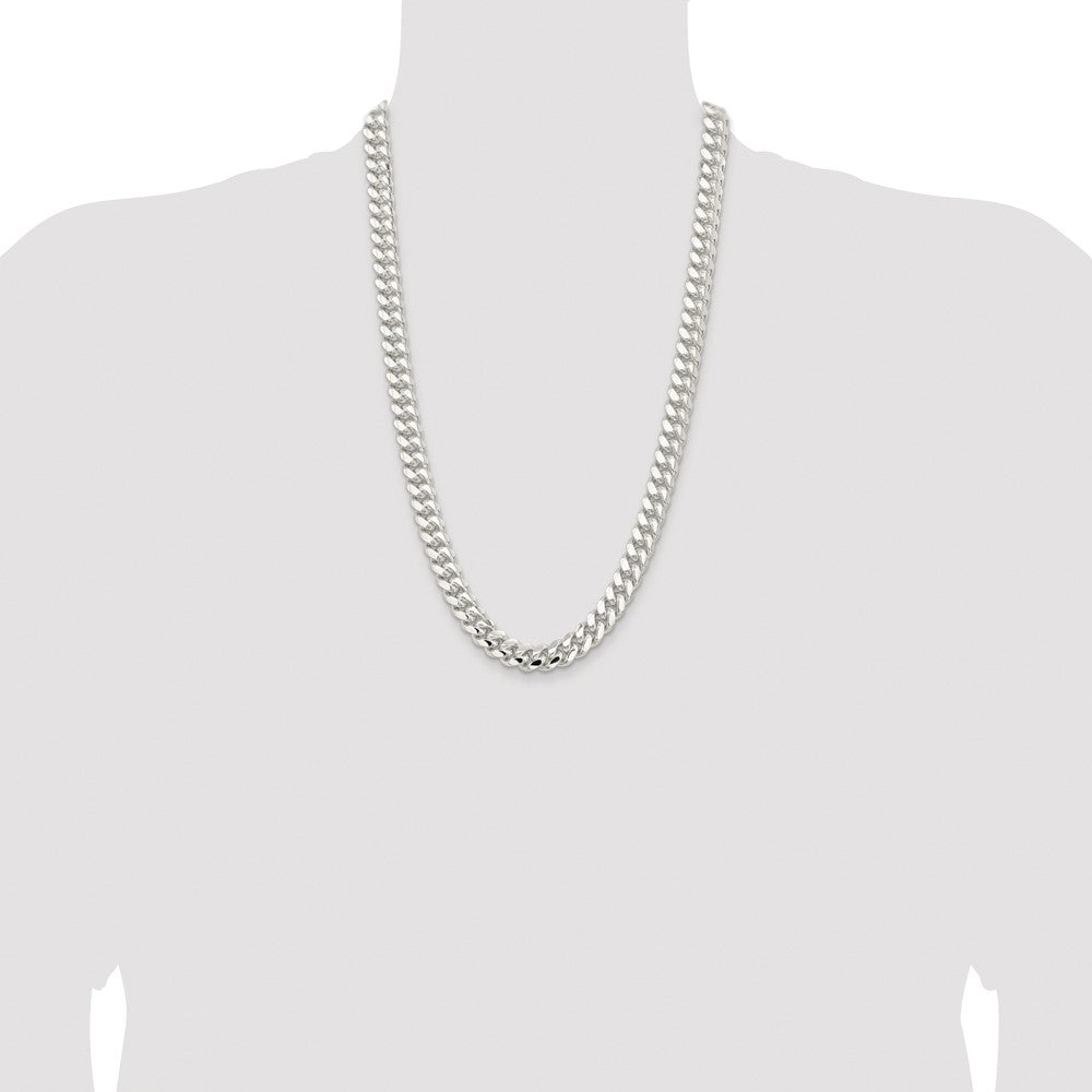 Sterling Silver Rhodium-plated 10.7mm Polished Domed Curb 26 Inch Chain