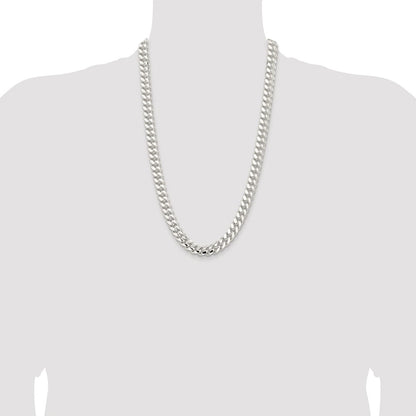 Sterling Silver Rhodium-plated 10.7mm Polished Domed Curb 26 Inch Chain