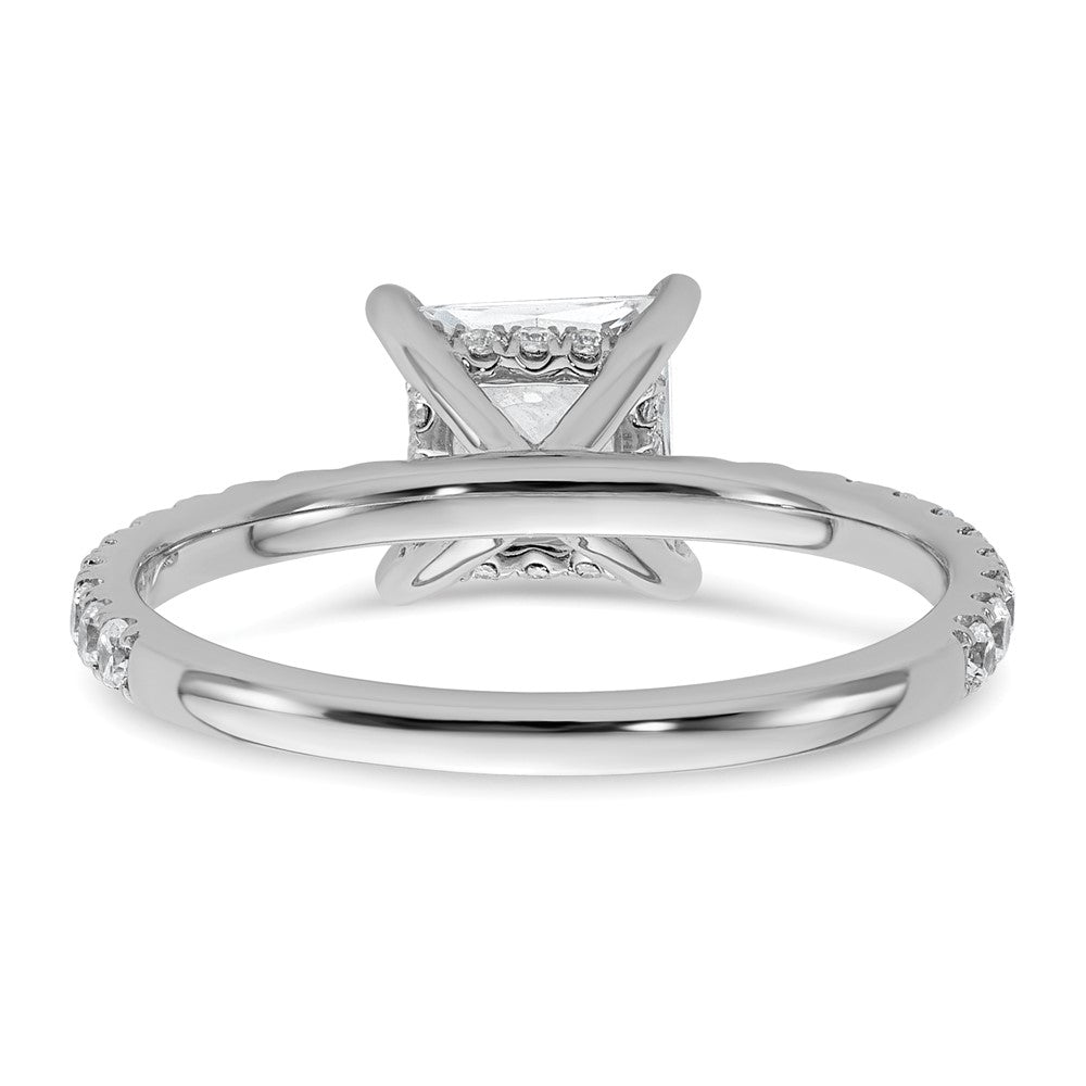 14K White Gold 2 carat Certified Lab Grown Diamond VS/SI+ G+ Princess Complete Solitaire with Flair Engagement Ring