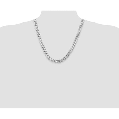 Sterling Silver Rhodium-plated 9.3mm Curb 22 Inch Chain
