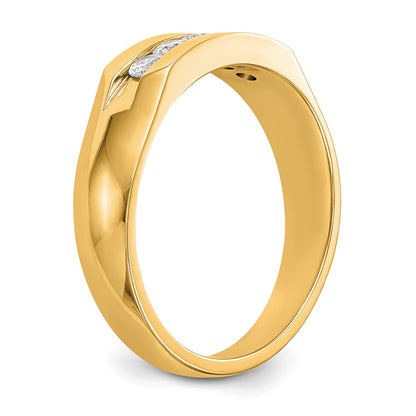 True Origin 14K Yellow Gold Men's 1/3 carat Lab Grown Diamond VS+ F+ Complete Channel Five Stone Wedding Band Ring
