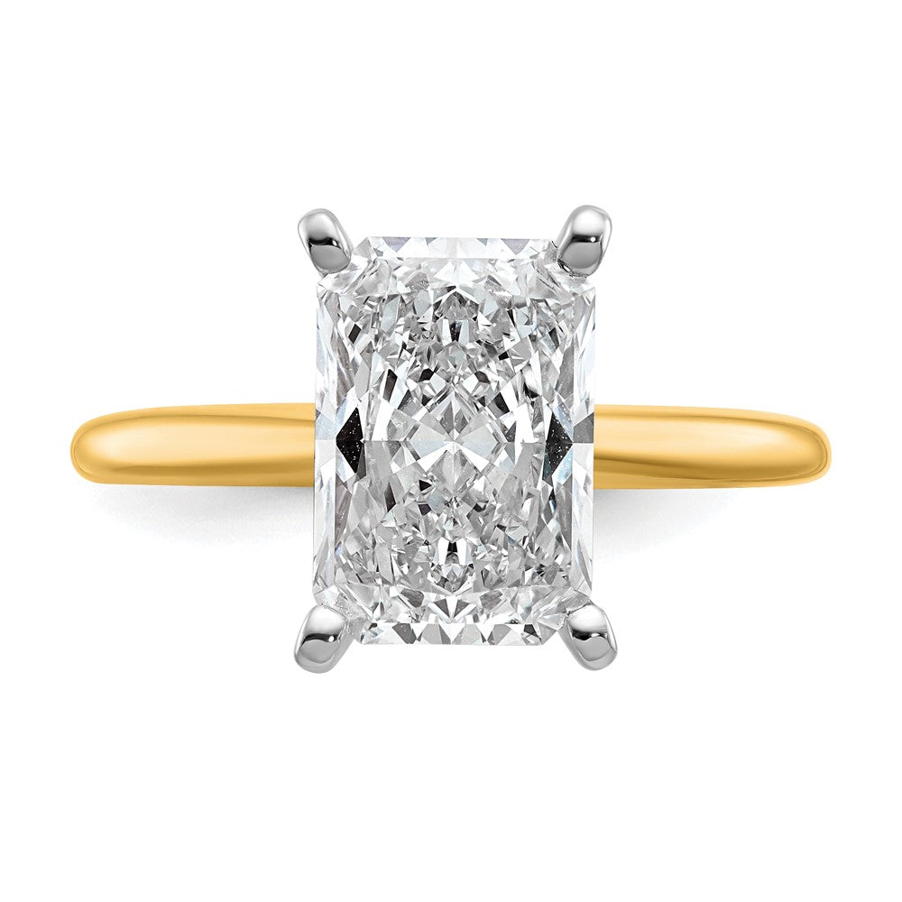 14K Two-Tone Gold Two-tone 3 carat Certified Lab Grown Diamond VS+ F+ Radiant Solitaire Complete Engagement Ring