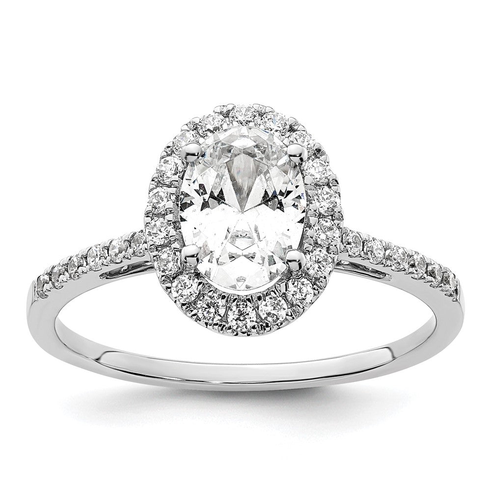 14K White Gold Halo (Holds 1.25 carat (7.5x5.5mm) Oval Center) 1/3 carat Diamond Semi-mount Engagement Ring
