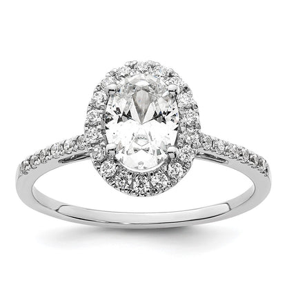 14K White Gold Halo (Holds 1.25 carat (7.5x5.5mm) Oval Center) 1/3 carat Diamond Semi-mount Engagement Ring