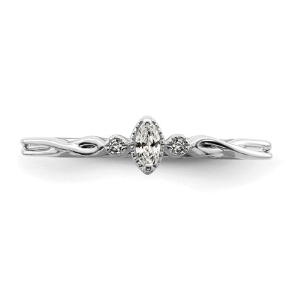 14K White Gold Beaded Edge Petite 3-Stone 1/15 carat Marquise Diamond Complete Promise/Engagement Ring