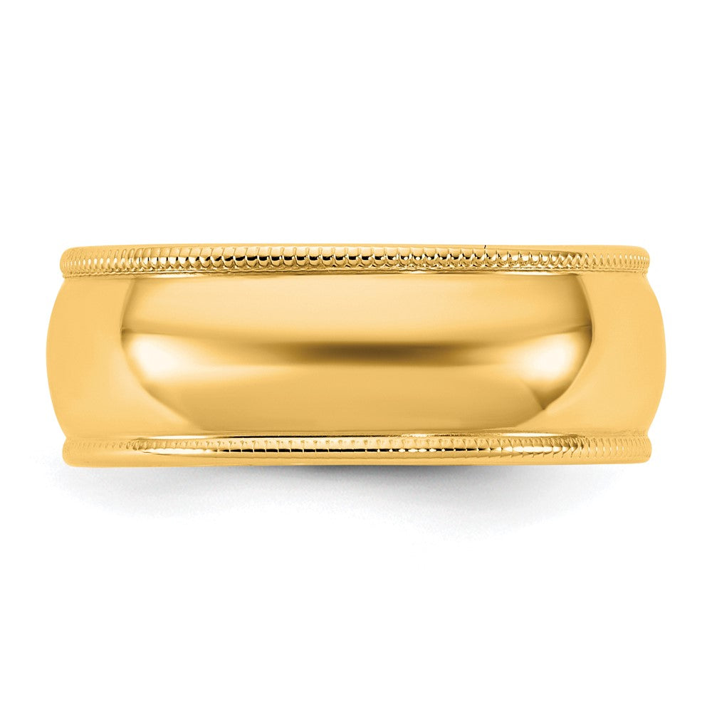 14K Yellow Gold 7mm LTW Milgrain Half Round Wedding Band Ring
