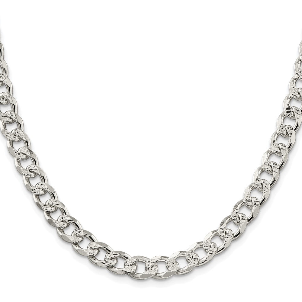 Sterling Silver Rhodium-plated 8.3mm Pav‚ Curb 22 Inch Chain