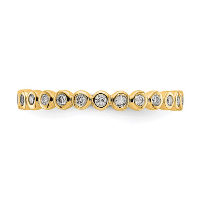14K Yellow Gold Polished 1/3ct Bezel Set Diamond Eternity Wedding Band Ring