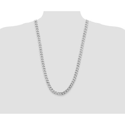 Sterling Silver Rhodium-plated 9.3mm Curb 28 Inch Chain