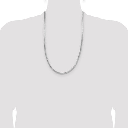 Sterling Silver Rhodium-plated 3.8mm Diamond-cut Round Franco 26 Inch Chain