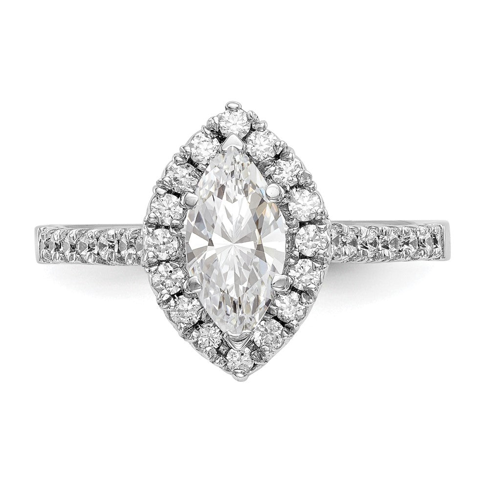 True Origin 14K White Gold 1/2 carat Lab Grown Diamond VS+ F+ Semi-Mount Marquise Halo Engagement Ring