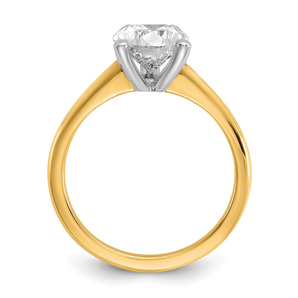 14K Two-Tone Gold Two-tone 2 1/2 carat Lab Grown Diamond VS+ F+ Pear Solitaire Complete Engagement Ring