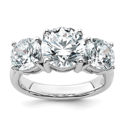 14K White Gold 5 carat Certified Lab Grown Diamond VS+ F+ Three Stone Complete Engagement Ring