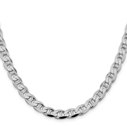 Sterling Silver Rhodium-plated 7.4mm D/C Flat Anchor Curb 20 Inch Chain