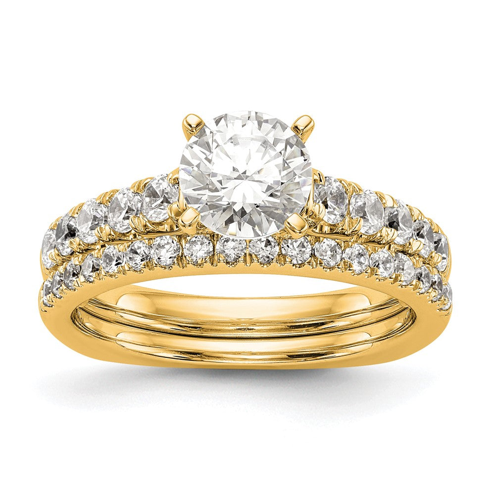 True Origin 14K Yellow Gold 1/2 carat Lab Grown Diamond VS+ F+ Semi-Mount Peg Set Engagement Ring