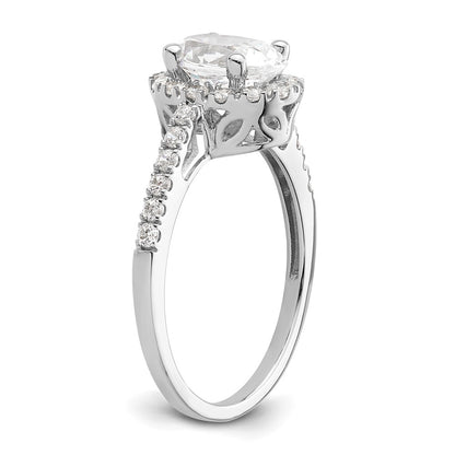14K White Gold Halo Plus (Holds 1.25 carat (8.5x6.0mm) Oval Center) 3/8 carat Diamond Semi-Mount Engagement Ring