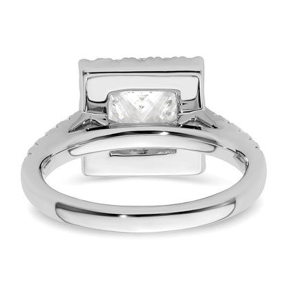14K White Gold Halo Plus (Holds 1.75 carat (6.9mm) Princess Center) 7/8 carat Diamond Semi-Mount Engagement Ring