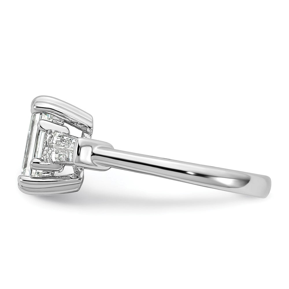 14K White Gold 1 3/4 carat Lab Grown Diamond VS+ F+ Complete Emerald and Tapered Baguette Engagement Ring