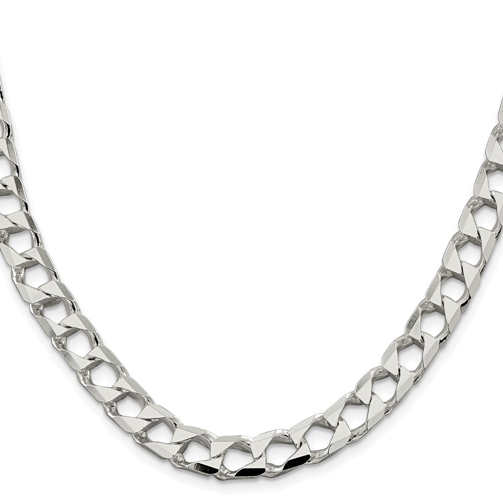Sterling Silver Rhodium-plated 8.6mm D/C Square Curb 26 Inch Chain