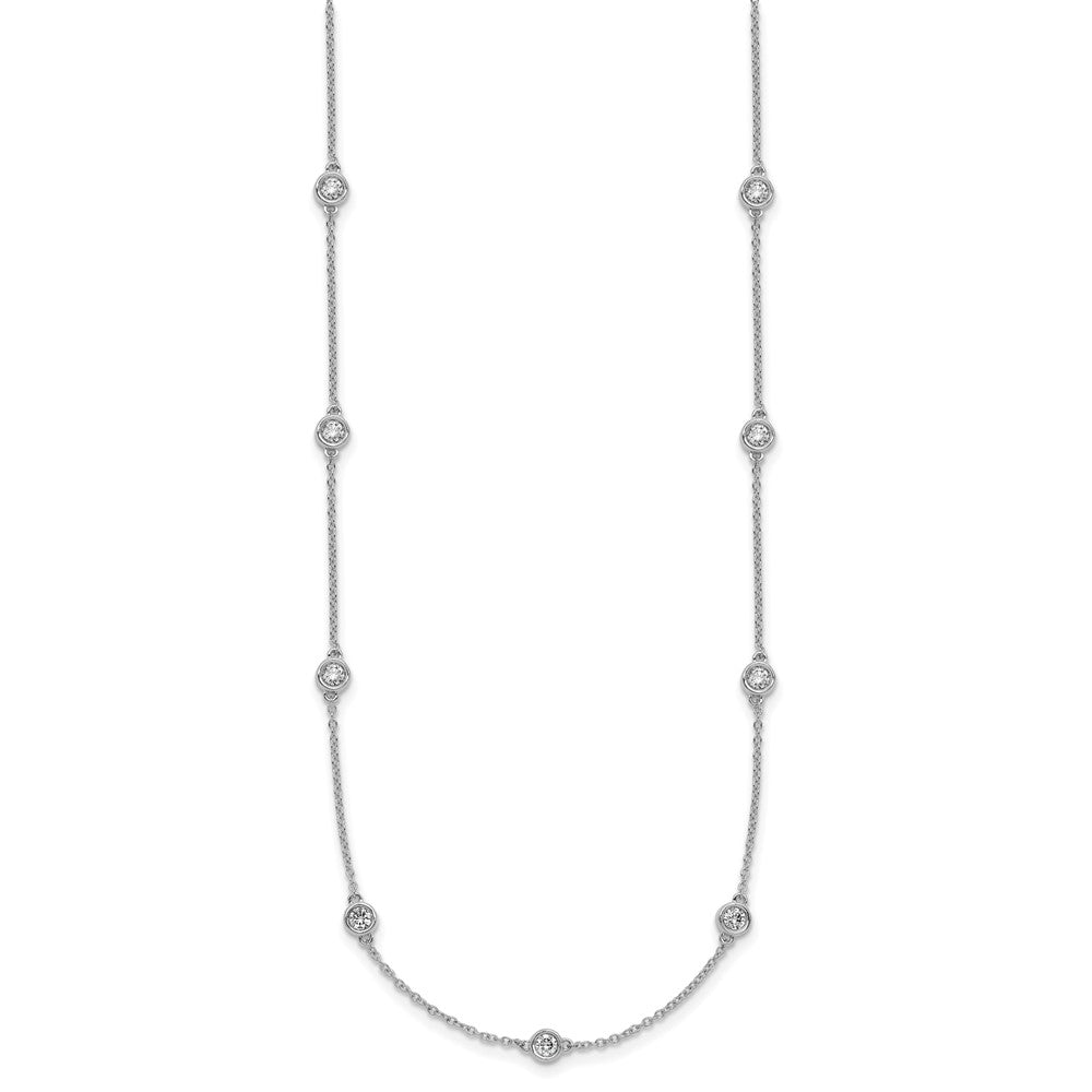 14K White Gold Complete 7/8 carat Bezel-set Diamond and Cable Chain 15-Station 18 Inch Necklace