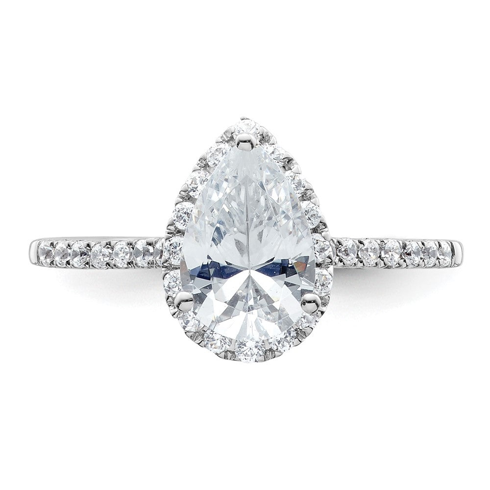 14K White Gold Halo (Holds 1.5 carat (9x6mm) Pear Center) 1/4 carat Diamond Semi-mount Engagement Ring