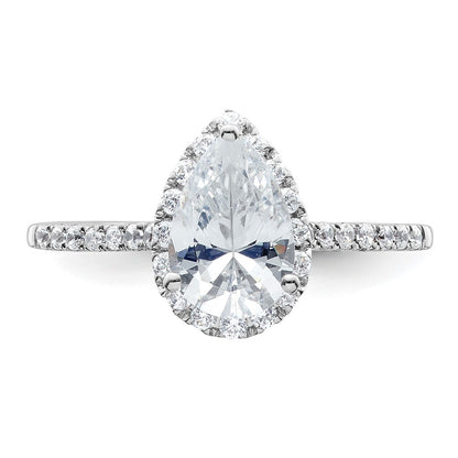 14K White Gold Halo (Holds 1.5 carat (9x6mm) Pear Center) 1/4 carat Diamond Semi-mount Engagement Ring