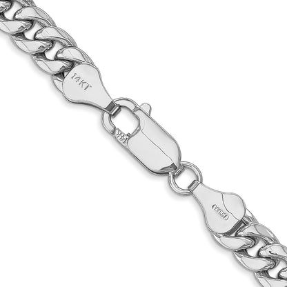 14K White Gold 6mm Semi-Solid Miami Cuban 18 Inch Chain