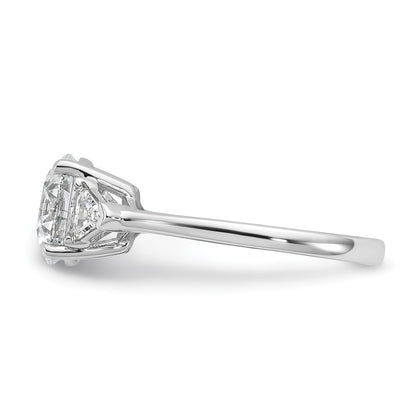 14K White Gold 2 1/2 carat Certified Lab Grown Diamond VS/SI+ G+ Round and Triangle Complete Three Stone Engagement Ring