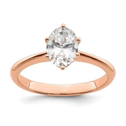 14K Rose Gold (Holds 1 carat (7x5mm) Oval) 6-Prong with .02 carat Diamond Leaf Design Semi-Mount Engagement Ring