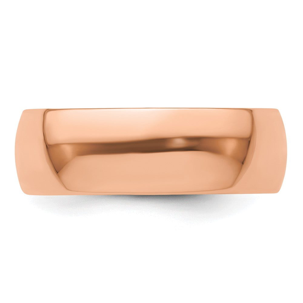 14K Rose Gold 7mm LTW Half Round Wedding Band Ring