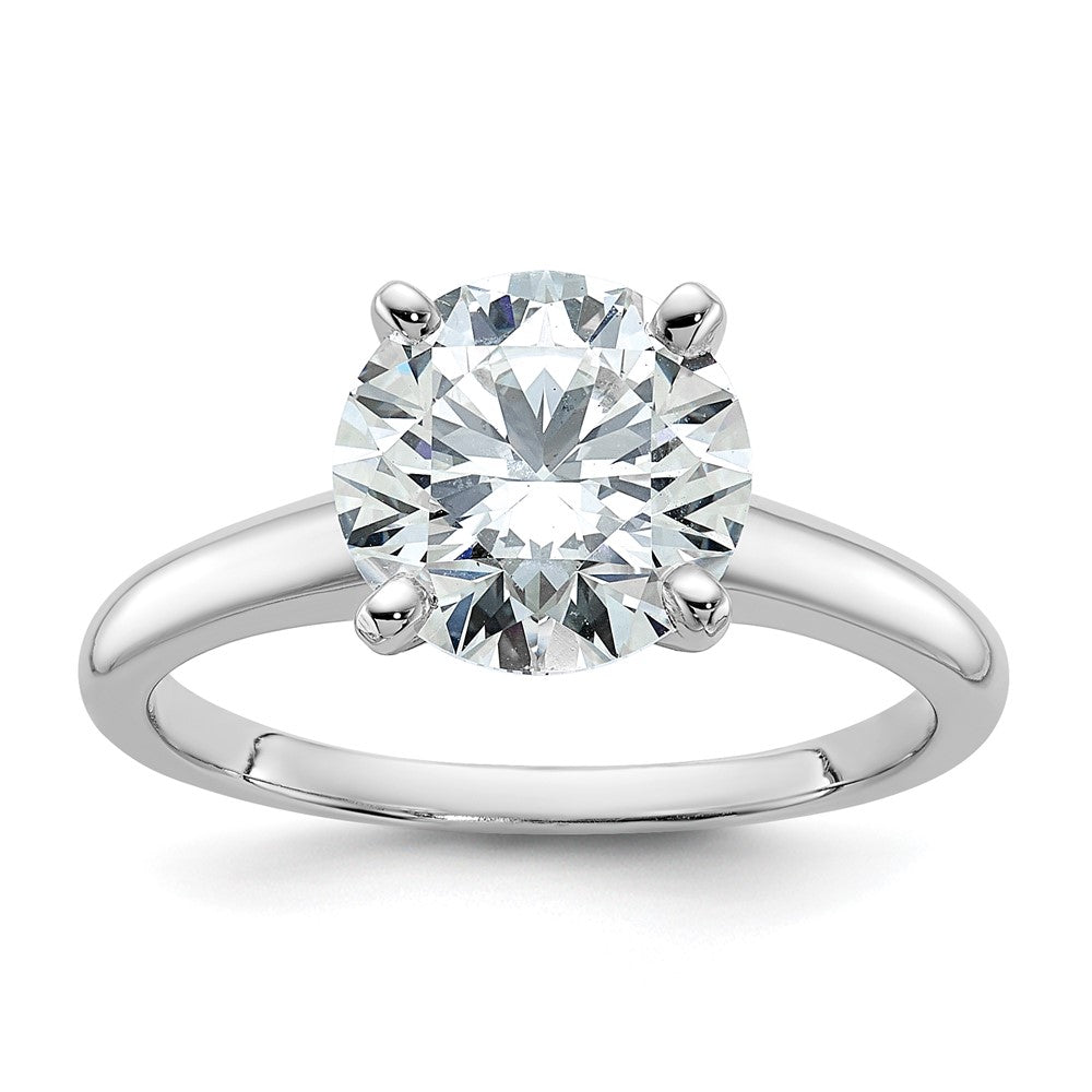 14K White Gold 2 1/2 carat Certified Lab Grown Diamond VS+ F+ Round Complete Solitaire Engagement Ring